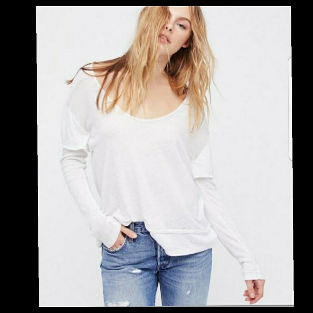 NWT FREE PEOPLE MAGIC TEE LONG SLEEVE TOP - Picture 2 of 5
